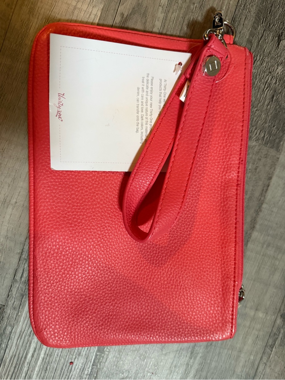 thirty-one Coral Red Pebbled Wristlet Clutch